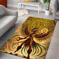 Mexico Panquetzaliztli Area Rug Huitzilopochtli - Aztec God of Sun and War - Wonder Print Shop