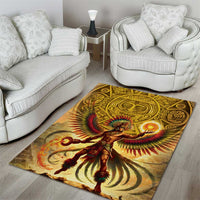 Mexico Panquetzaliztli Area Rug Huitzilopochtli - Aztec God of Sun and War - Wonder Print Shop