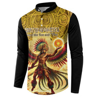 Mexico Panquetzaliztli Button Sweatshirt Huitzilopochtli - Aztec God of Sun and War - Wonder Print Shop