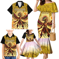 Mexico Panquetzaliztli Family Matching Mermaid Dress and Hawaiian Shirt Huitzilopochtli - Aztec God of Sun and War - Wonder Print Shop