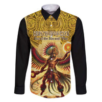 Mexico Panquetzaliztli Family Matching Off Shoulder Maxi Dress and Hawaiian Shirt Huitzilopochtli - Aztec God of Sun and War - Wonder Print Shop