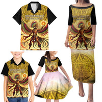 Mexico Panquetzaliztli Family Matching Puletasi and Hawaiian Shirt Huitzilopochtli - Aztec God of Sun and War - Wonder Print Shop