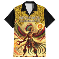 Mexico Panquetzaliztli Family Matching Short Sleeve Bodycon Dress and Hawaiian Shirt Huitzilopochtli - Aztec God of Sun and War - Wonder Print Shop