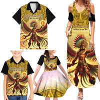Mexico Panquetzaliztli Family Matching Summer Maxi Dress and Hawaiian Shirt Huitzilopochtli - Aztec God of Sun and War - Wonder Print Shop