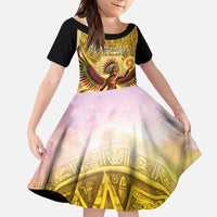 Mexico Panquetzaliztli Family Matching Tank Maxi Dress and Hawaiian Shirt Huitzilopochtli - Aztec God of Sun and War - Wonder Print Shop