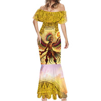 Mexico Panquetzaliztli Mermaid Dress Huitzilopochtli - Aztec God of Sun and War - Wonder Print Shop