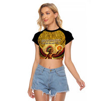 Mexico Panquetzaliztli Raglan Cropped T Shirt Huitzilopochtli - Aztec God of Sun and War - Wonder Print Shop