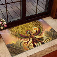Mexico Panquetzaliztli Rubber Doormat Huitzilopochtli - Aztec God of Sun and War - Wonder Print Shop