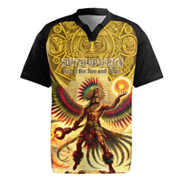 Mexico Panquetzaliztli Rugby Jersey Huitzilopochtli - Aztec God of Sun and War - Wonder Print Shop
