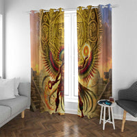 Mexico Panquetzaliztli Window Curtain Huitzilopochtli - Aztec God of Sun and War - Wonder Print Shop