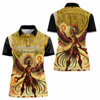 Mexico Panquetzaliztli Women Polo Shirt Huitzilopochtli - Aztec God of Sun and War - Wonder Print Shop