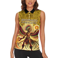 Mexico Panquetzaliztli Women Sleeveless Polo Shirt Huitzilopochtli - Aztec God of Sun and War - Wonder Print Shop