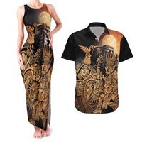 Mexico Warrior Couples Matching Tank Maxi Dress and Hawaiian Shirt Huitzilopochtli With Aztec Hummingbird - Wonder Print Shop