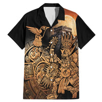 Mexico Warrior Family Matching Mermaid Dress and Hawaiian Shirt Huitzilopochtli With Aztec Hummingbird - Wonder Print Shop