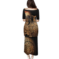 Mexico Warrior Family Matching Puletasi and Hawaiian Shirt Huitzilopochtli With Aztec Hummingbird - Wonder Print Shop