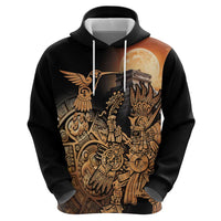 Mexico Warrior Hoodie Huitzilopochtli With Aztec Hummingbird - Wonder Print Shop