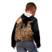 Mexico Warrior Kid Hoodie Huitzilopochtli With Aztec Hummingbird - Wonder Print Shop