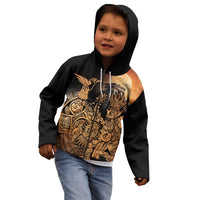 Mexico Warrior Kid Hoodie Huitzilopochtli With Aztec Hummingbird - Wonder Print Shop