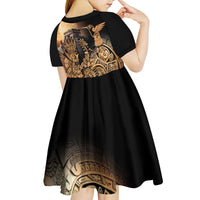 Mexico Warrior Kid Short Sleeve Dress Huitzilopochtli With Aztec Hummingbird - Wonder Print Shop