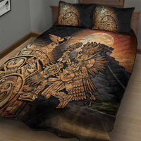 Mexico Warrior Quilt Bed Set Huitzilopochtli With Aztec Hummingbird - Wonder Print Shop