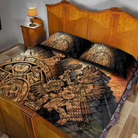 Mexico Warrior Quilt Bed Set Huitzilopochtli With Aztec Hummingbird - Wonder Print Shop
