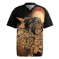 Mexico Warrior Rugby Jersey Huitzilopochtli With Aztec Hummingbird - Wonder Print Shop