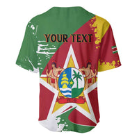 Personalized Suriname Independence Day Baseball Jersey Coat Of Arms - Flag Style - Wonder Print Shop