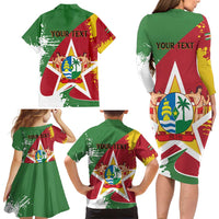 Personalized Suriname Independence Day Family Matching Long Sleeve Bodycon Dress and Hawaiian Shirt Coat Of Arms - Flag Style - Wonder Print Shop