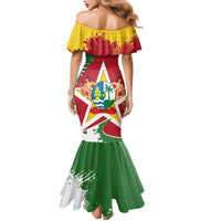 Personalized Suriname Independence Day Family Matching Mermaid Dress and Hawaiian Shirt Coat Of Arms - Flag Style - Wonder Print Shop