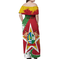 Personalized Suriname Independence Day Family Matching Off Shoulder Maxi Dress and Hawaiian Shirt Coat Of Arms - Flag Style - Wonder Print Shop