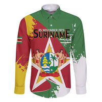 Personalized Suriname Independence Day Family Matching Puletasi and Hawaiian Shirt Coat Of Arms - Flag Style - Wonder Print Shop