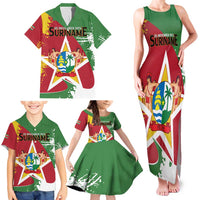 Personalized Suriname Independence Day Family Matching Tank Maxi Dress and Hawaiian Shirt Coat Of Arms - Flag Style - Wonder Print Shop