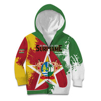 Personalized Suriname Independence Day Kid Hoodie Coat Of Arms - Flag Style - Wonder Print Shop