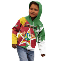 Personalized Suriname Independence Day Kid Hoodie Coat Of Arms - Flag Style - Wonder Print Shop