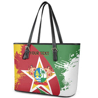 Personalized Suriname Independence Day Leather Tote Bag Coat Of Arms - Flag Style - Wonder Print Shop
