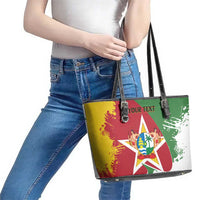 Personalized Suriname Independence Day Leather Tote Bag Coat Of Arms - Flag Style - Wonder Print Shop