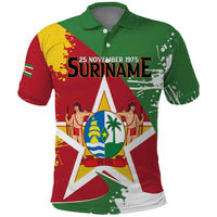 Personalized Suriname Independence Day Polo Shirt Coat Of Arms - Flag Style - Wonder Print Shop