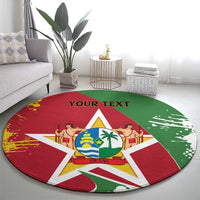 Personalized Suriname Independence Day Round Carpet Coat Of Arms - Flag Style