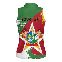 Personalized Suriname Independence Day Women Sleeveless Polo Shirt Coat Of Arms - Flag Style - Wonder Print Shop