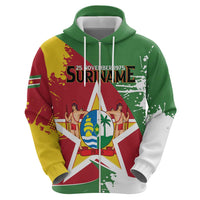 Personalized Suriname Independence Day Zip Hoodie Coat Of Arms - Flag Style - Wonder Print Shop