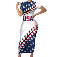 Custom Baseball 2024 USA Family Matching Short Sleeve Bodycon Dress and Hawaiian Shirt Go United States - Wonder Print Shop