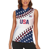 Custom Baseball 2024 USA Women Sleeveless Polo Shirt Go United States - Wonder Print Shop