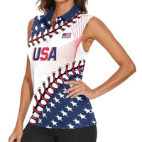 Custom Baseball 2024 USA Women Sleeveless Polo Shirt Go United States - Wonder Print Shop