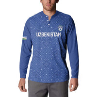 Uzbekistan Football Custom Button Sweatshirt Come On White Wolves Blue - Wonder Print Shop
