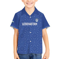 Uzbekistan Football Custom Family Matching Tank Maxi Dress and Hawaiian Shirt Come On White Wolves Blue - Wonder Print Shop