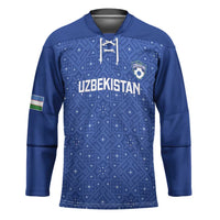 Uzbekistan Football Custom Hockey Jersey Come On White Wolves Blue - Wonder Print Shop