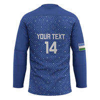 Uzbekistan Football Custom Hockey Jersey Come On White Wolves Blue - Wonder Print Shop