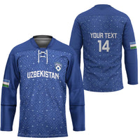 Uzbekistan Football Custom Hockey Jersey Come On White Wolves Blue - Wonder Print Shop