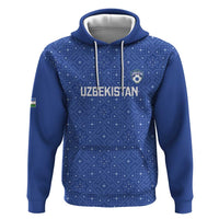 Uzbekistan Football Custom Hoodie Come On White Wolves Blue - Wonder Print Shop
