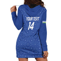 Uzbekistan Football Custom Hoodie Dress Come On White Wolves Blue - Wonder Print Shop
